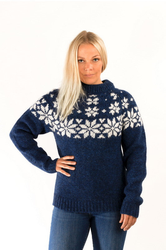 Icelandic sweaters and products - Fönn Wool Sweater Blue Wool Sweaters - NordicStore