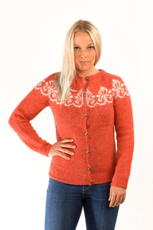 Icelandic sweaters and products - Hruni Wool Cardigan Red Wool Sweaters - NordicStore