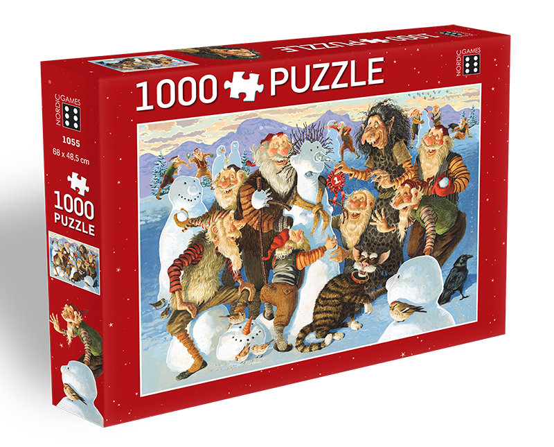 Icelandic sweaters and products - Yule Lads Snowman Competition - Jigsaw Puzzle (1000pcs) Puzzle - NordicStore