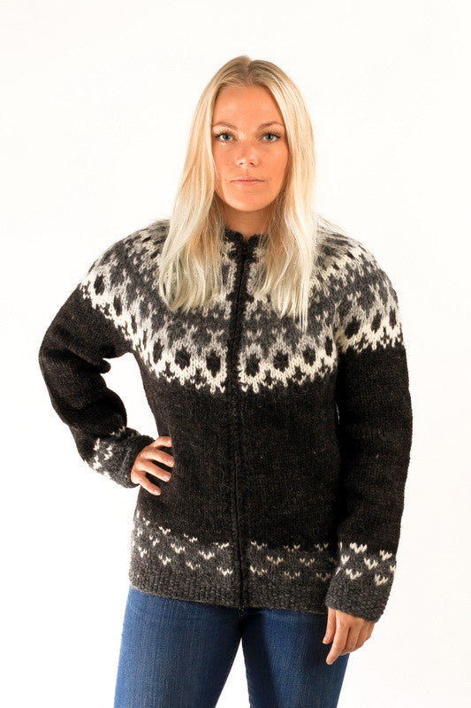 Icelandic sweaters and products - Skipper Wool Cardigan Black Wool Sweaters - NordicStore