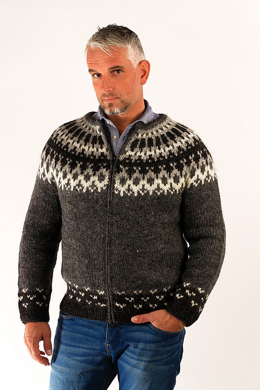Icelandic sweaters and products - Skipper Wool Cardigan Grey Wool Sweaters - NordicStore
