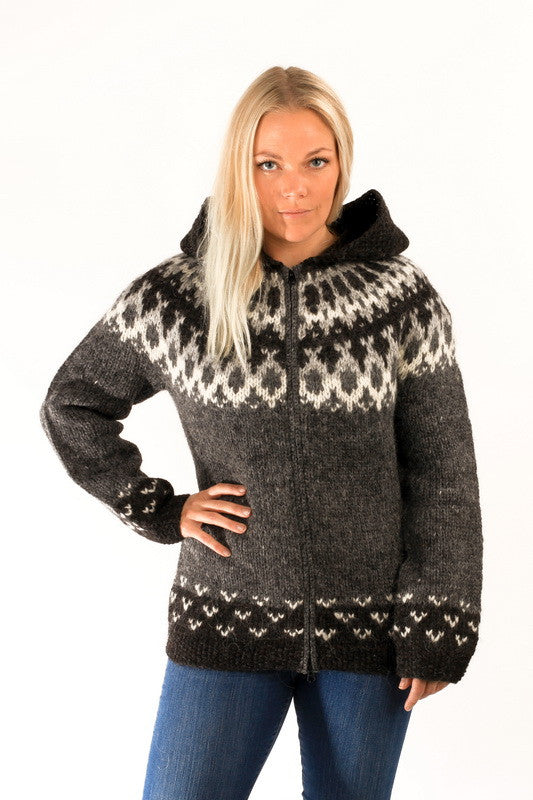 Icelandic sweaters and products - Skipper Wool Cardigan w/Hood Grey Wool Sweaters - NordicStore