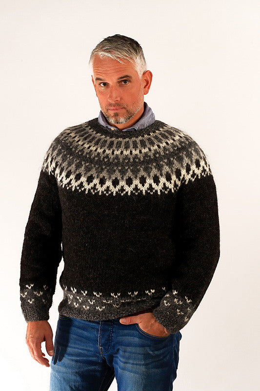Icelandic sweaters and products - Skipper Wool Pullover Black Wool Sweaters - NordicStore