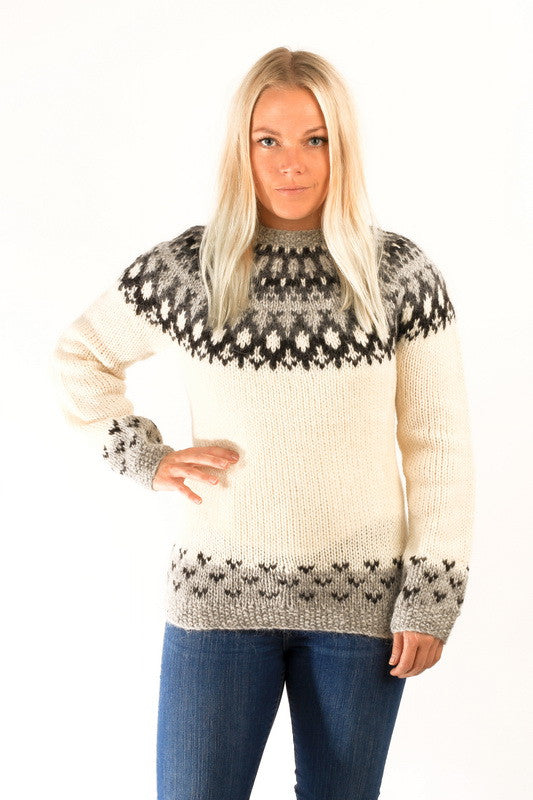 Icelandic sweaters and products - Skipper Wool Pullover White Wool Sweaters - NordicStore