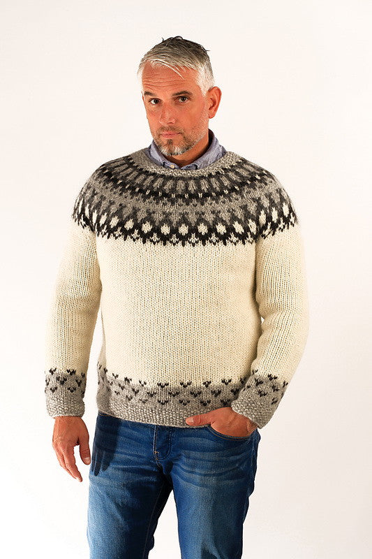 Icelandic sweaters and products - Skipper Wool Pullover White Wool Sweaters - NordicStore