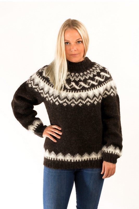 Icelandic sweaters and products - Traditional Wool Pullover Black Wool Sweaters - NordicStore