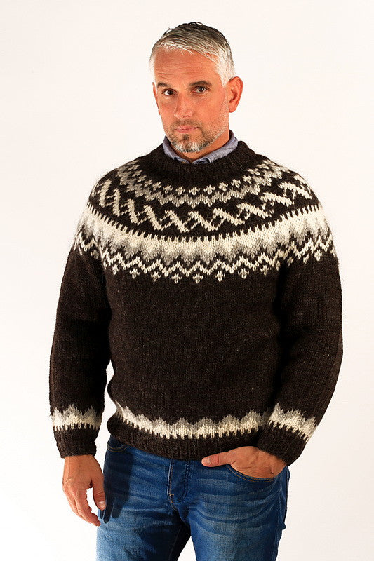 Icelandic sweaters and products - Traditional Wool Pullover Black Wool Sweaters - NordicStore