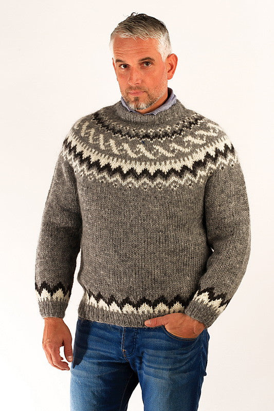Icelandic sweaters and products - Traditional Wool Pullover Grey Wool Sweaters - NordicStore