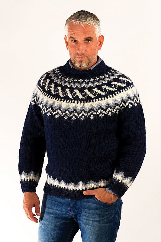 Icelandic sweaters and products - Traditional Wool Pullover Blue Wool Sweaters - NordicStore