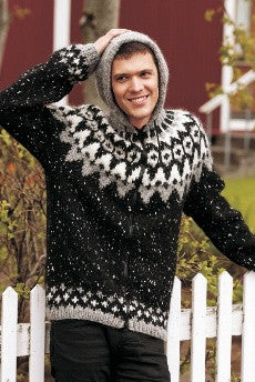 Icelandic sweaters and products - Frost Wool Cardigan - Black knitting kit (zipper or buttons) Wool Knitting Kit - NordicStore
