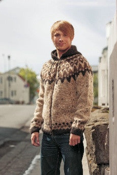 Icelandic sweaters and products - Frost Wool Cardigan - Brown (zipper or buttons) Wool Knitting Kit - NordicStore