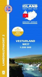 Icelandic sweaters and products - Regional Map 2  -  West 1:200.000 Maps - NordicStore