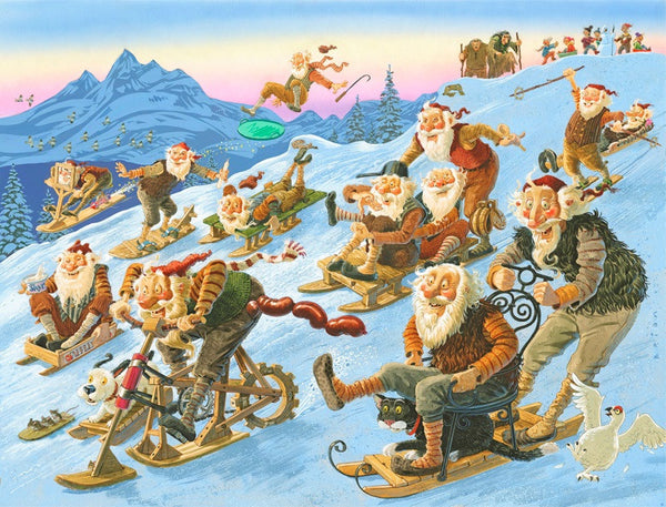 Icelandic sweaters and products - Yule Lads Sled Ride - Jigsaw Puzzle (1000pcs) Puzzle - NordicStore